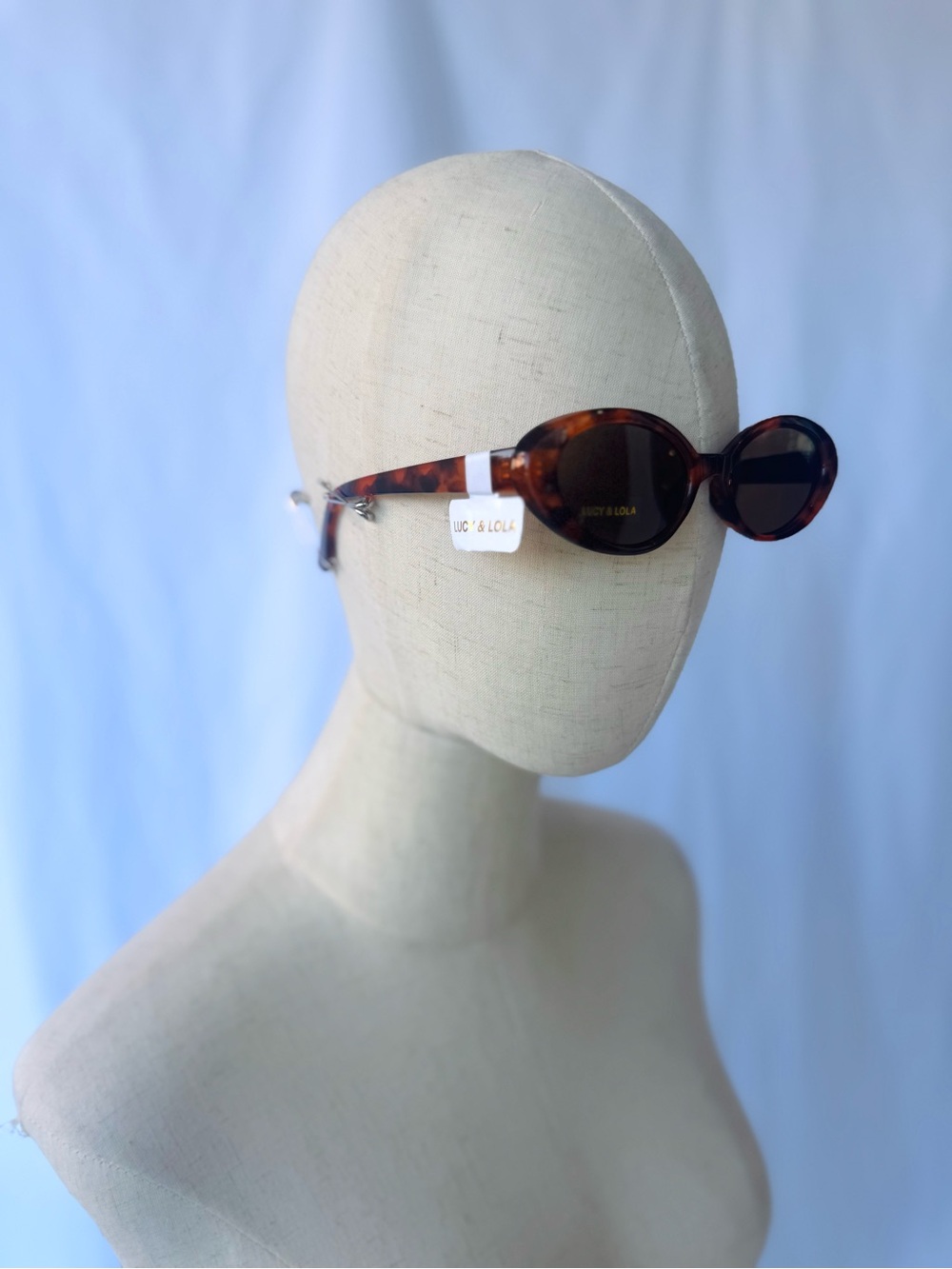 Lucy & Lola Oval Tortoiseshell Sunglasses – Retro Slim Frame | Brown Lens - Picture 3 of 4